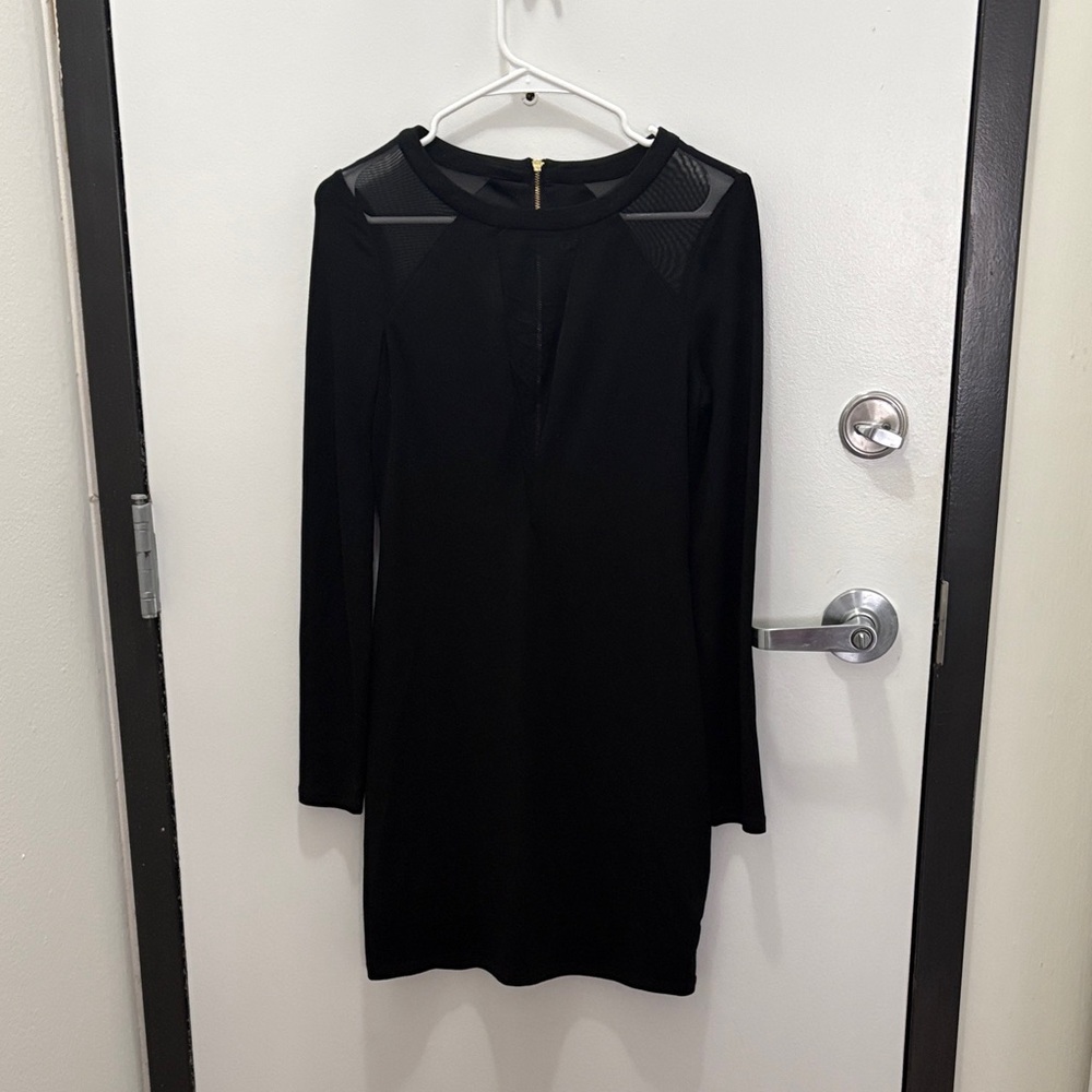 Express Elegant Black Long Sleeve Dress